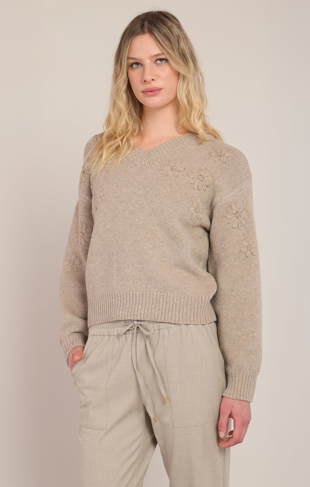 Flower Embroidered Sweater