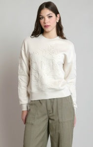 Ivory Embroidered Sweatshirt