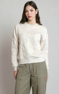 Ivory Embroidered Sweatshirt