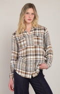 Brown and Navy Plaid Shirt