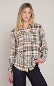 Brown and Navy Plaid Shirt
