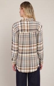Brown and Navy Plaid Shirt