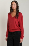 V-Neck Burgundy Long Sleeve
