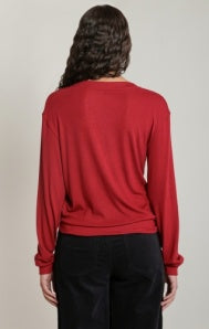 V-Neck Burgundy Long Sleeve