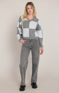 Heather Grey Colour Block Sweater