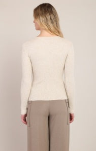 Ribbed Sweater Top - Heather Cream