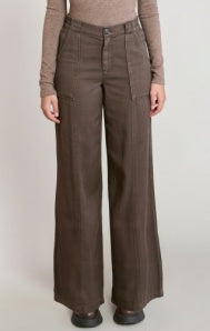 Twill Wide Leg Pant - Chestnut