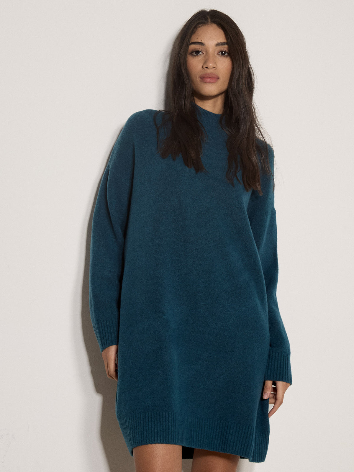 Navy Mock Neck Sweater Dress
