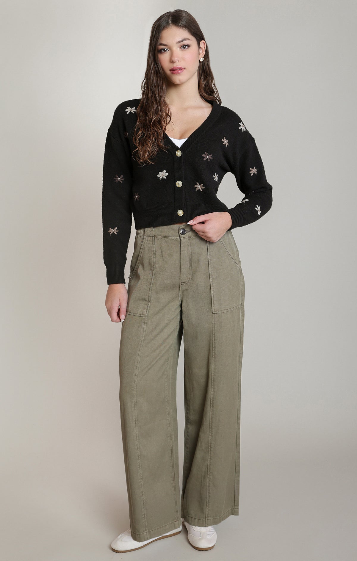 Twill Wide Leg Pant - Washed Khaki
