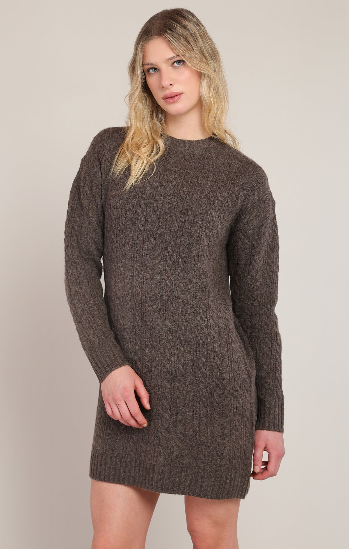 Cable Knit Dress- Chestnut Heather