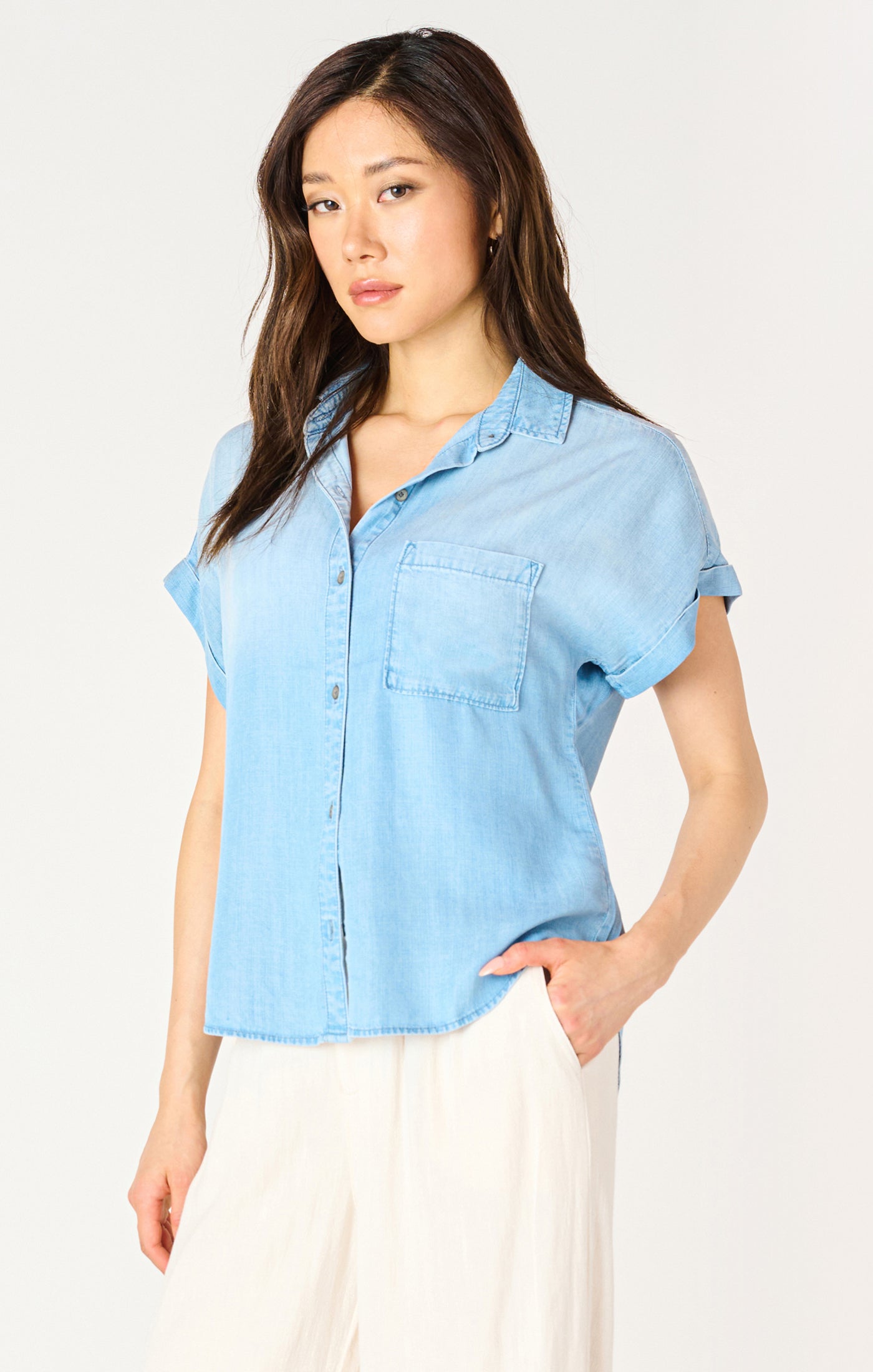 SS BUTTON FRONT BLOUSE