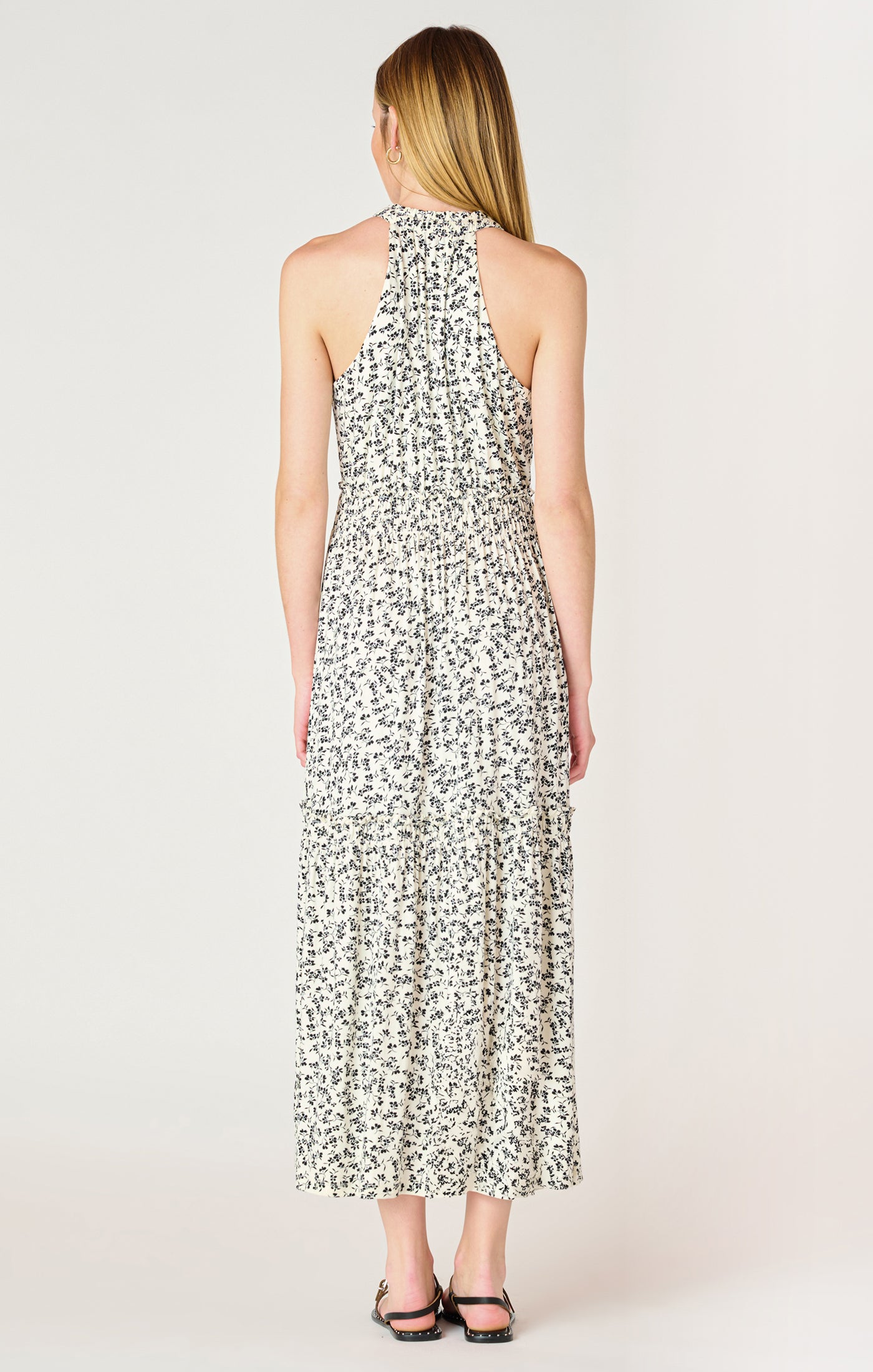 SOFT TIERED MIDI DRESS - Flower