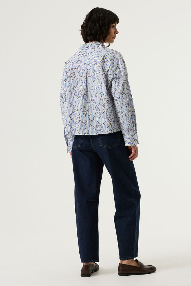 Striped Embroidered Blouse
