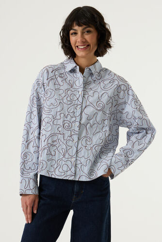 Striped Embroidered Blouse