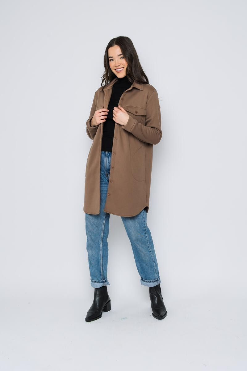 Jackie-Sherpa Button-Up -Latte