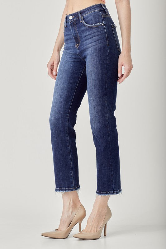 Risen High-rise Crop Straight Jeans